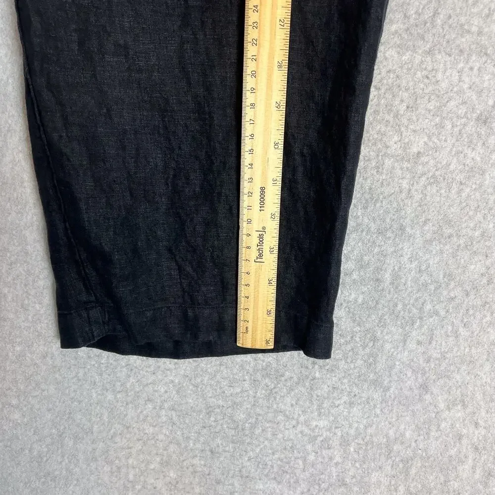Quince Black 100% European Linen Cropped High Waisted Pants Size XL